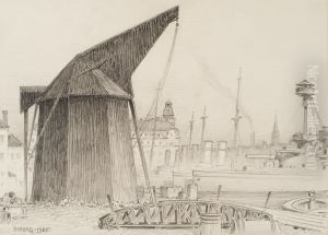 Mastkranen pa Skeppsholmen. by Ferdinand Boberg