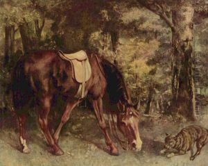 Pferd im Walde by Gustave Courbet