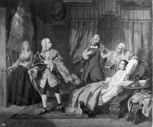 Oliver Goldsmith's medical advice rejected by his patient in favour of the advice of the apothecary. Oliver Goldsmith's medical advice rejected by his patient in favour of the advice of the apothecary.