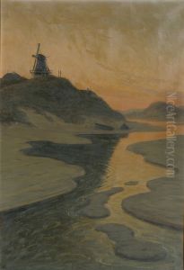 Sunrise at Lonstrup. by Alfred Olsen