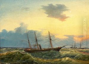 Ships at the sea just south of Kronborg Castle.