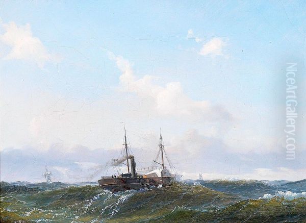 Ships in heavy sea. - view 1