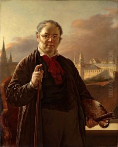 Self-Portrait on a Background of a Window with View of the Kremlin.