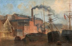 Kohlehafen in Hamburg-St. Pauli by Adolph Friedrich Vollmer