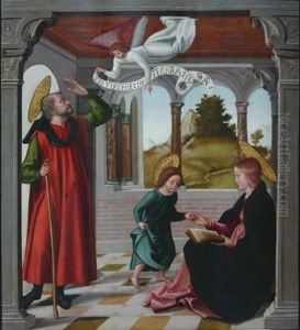 An angel appears to Joseph in a dream and admonishes him to return home by Juan de Borgona