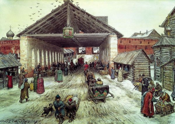 Voskresensky Bridge in the XVII Century - view 1