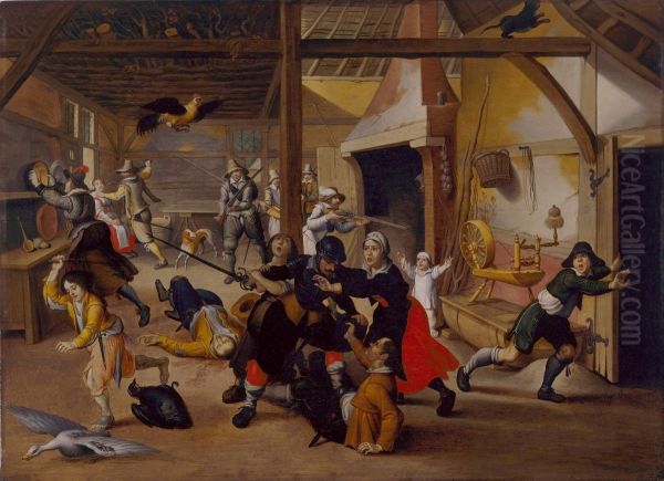 Soldiers plundering a farm - view 1
