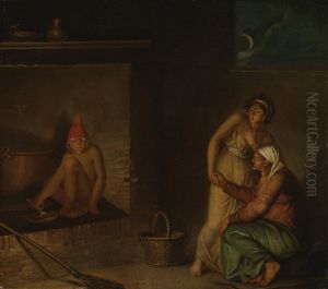 A SCENE FROM DANISH FOLKLORE, A NIS EATING HIS PORRIDGE by Nicolai Abildgaard