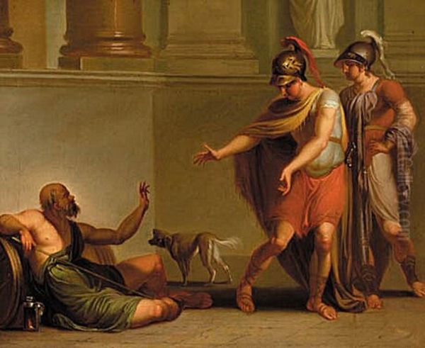 Alexander the Great and an officer visit Diogenes. - view 1