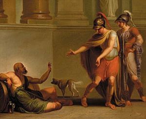Alexander den Store og en officer hos Diogenes.