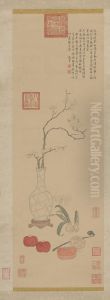 Hongli year end painting and reopening of Chonghua Palace poem scroll by Qianlong Emperor