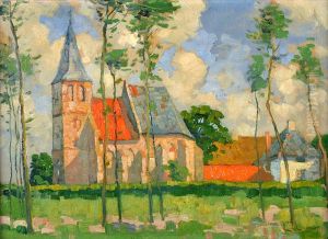 Gezicht op het kerkje van Persingen uit het zuidwesten by Eugene Lucker