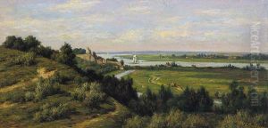 Gezicht op Nijmegen, de Waal en de Ooij, vanaf de heuvelrand ten oosten van Nijmegen Gezicht op Nijmegen, de Waal en de Ooij, vanaf de heuvelrand ten oosten van Nijmegen