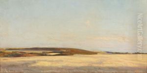 Udsigt over landskab. by Georg Achen
