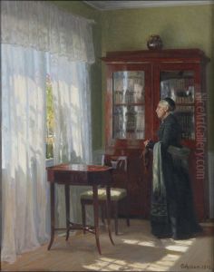 Woman with needlework. Woman with needlework.