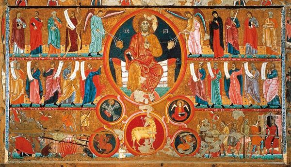 Pescius, Christ in Glory between Archangel Michael, Archangel Gabriel, Mary, Apostles and Prophets, Agnus Dei between the symbols of the evangelists, Martyrdom of Saint Felix - view 1