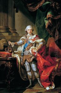 Portrat von Stanislaus August Poniatowski in Kronungskleidung. by Marcello Bacciarelli