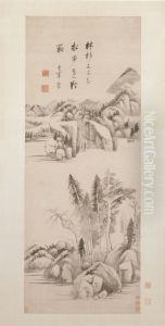 <<dong qi chang lin miao shui bu tu zhou>> by Dong Qichang