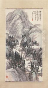 <<chen shi ceng she se shan shui tu zhou>> by Chen Shizeng