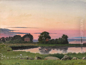 Landscape near Ry at sunset. Landscape near Ry at sunset.