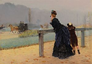 At the Bois de Boulogne, Paris by Giuseppe de Nittis