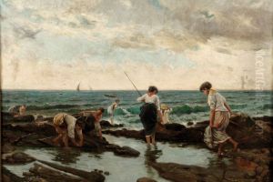 Fisherwomen on the beach by Bartolomeo Giuliano