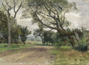 A tree lined road. by Hans Agersnap