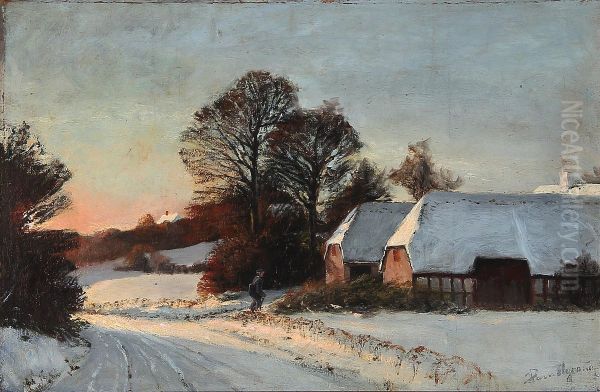 A winter day in the countryside at sunset. - view 1