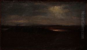 Heath landscape, evening. by Hans Agersnap
