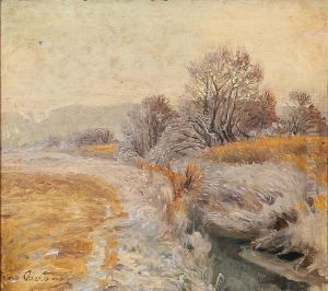 Landscape with a stream. Landscape with a stream.