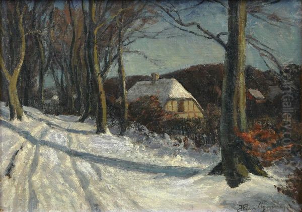 Forest view with houses. Winter. - view 1