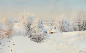 A snow covered landscape. by Hans Agersnap