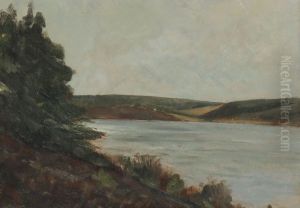 A heath landscape with hills. by Hans Agersnap