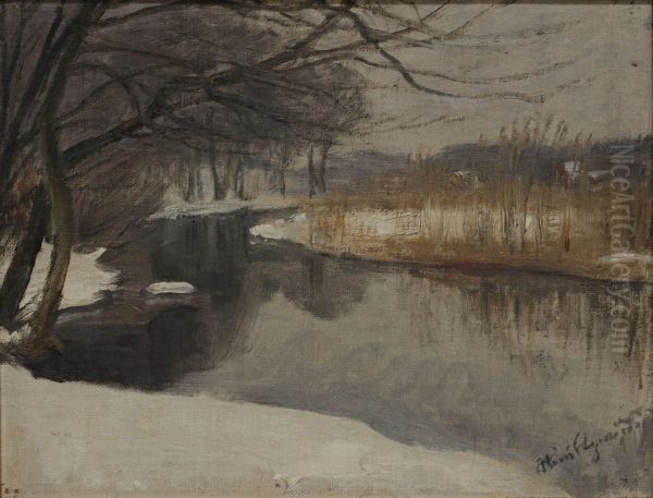 Winter landscape. (27 x 35 cm). - view 1