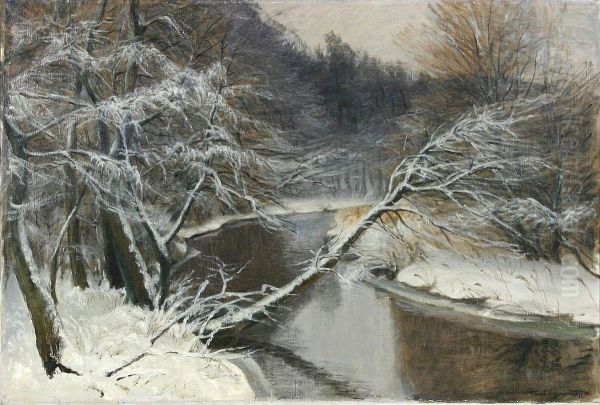 Winter scene with a stream. - view 1