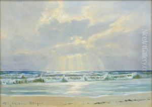 Coastal view with surf.