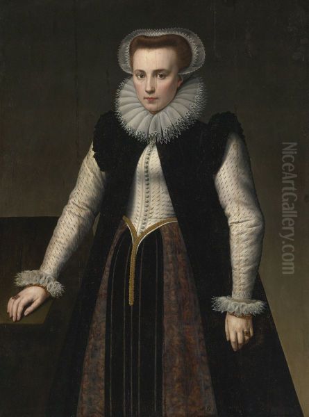 Portrait of a lady, three quarter length, in a ruff with matching lace cap and cuffs - view 1