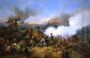 The siege of Swedish fortress of Noteborg in October 1702 by Russian troops. by Alexander Kotzebue