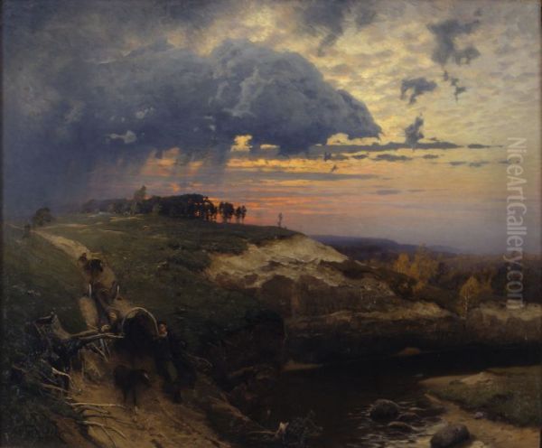 Freight of Timber. Landscape with Lightning - view 1