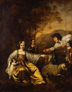 Portrait d'une famille en costume de berger Portrait d'une famille en costume de berger