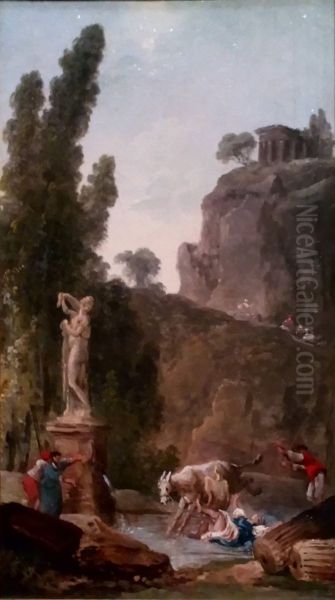 Paysage avec femme renversee par sa monture - view 1