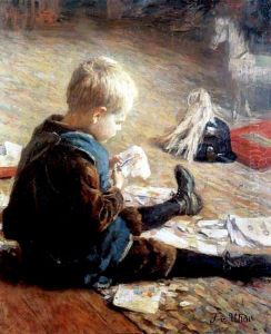 Boy playing by Fritz von Uhde