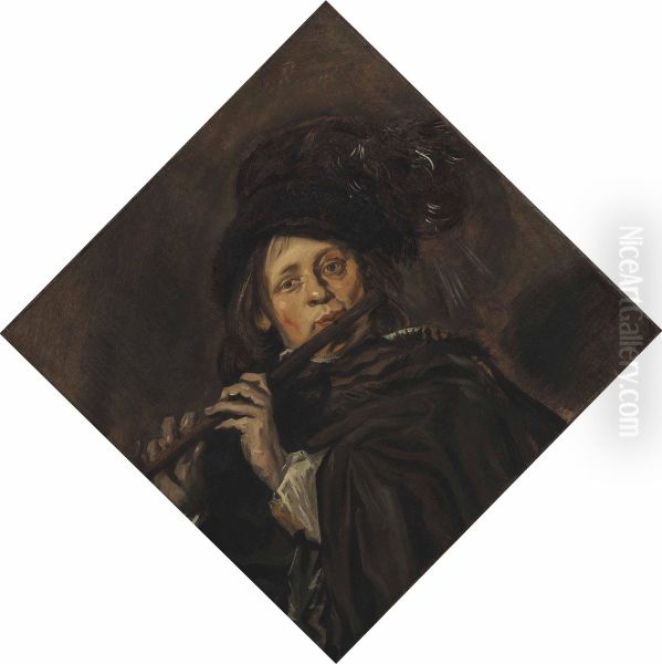 Young man playing a flute - view 1