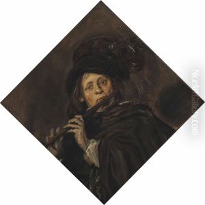 Young man playing a flute by Frans Hals