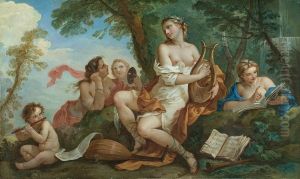 Erato Serenading Thalia, Euterpe, and Melpomene by Charles-Joseph Natoire