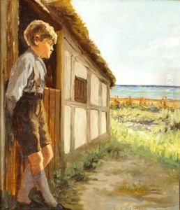 En dreng ved et strataekt hus. En dreng ved et strataekt hus.