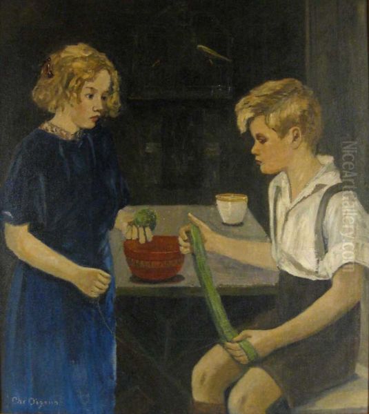 A girl and a boy with yarn. - view 1