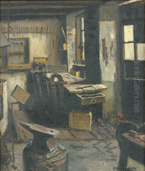 Interior of a workshop with an anvil. - view 1
