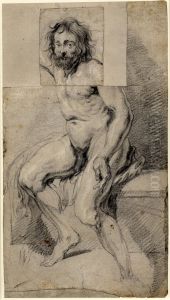 A nude male with wavy hair and a beard by Sir Anthony Van Dyck
