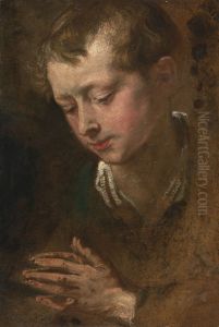 Head of a boy with clasped hands, a study for Suffer Little Children to Come unto Me
